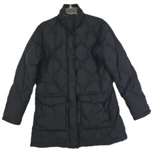 Lands End ~Woman Size S (6-8)~ Black Parka Nylon Zip-Up + Snap Closure.